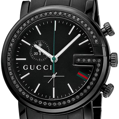 gucci black face mens watch|black gucci watch with diamonds.